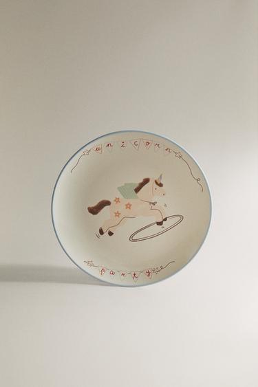 KIDS' UNICORN CERAMIC PLATE - Multicoloured by Zara - Image 0