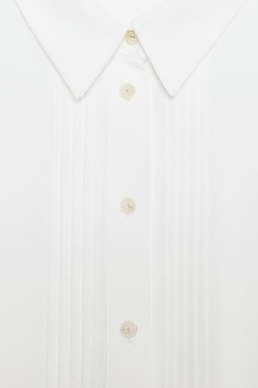 CHEMISE EN CRÊPE PLIS NERVURÉS - Blanc cassé de Zara - Image 7