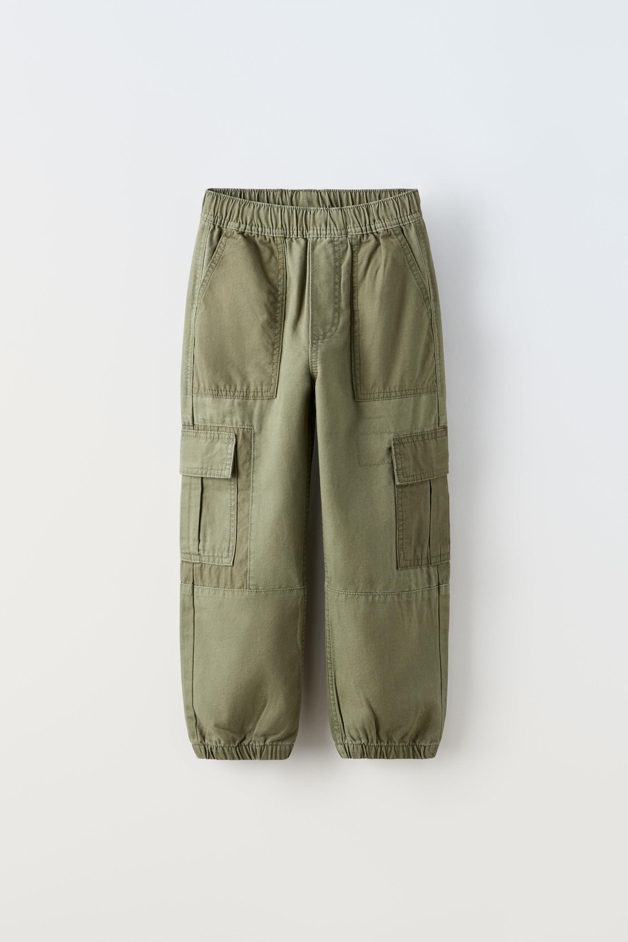 LINED CARGO PANTS - Mink brown