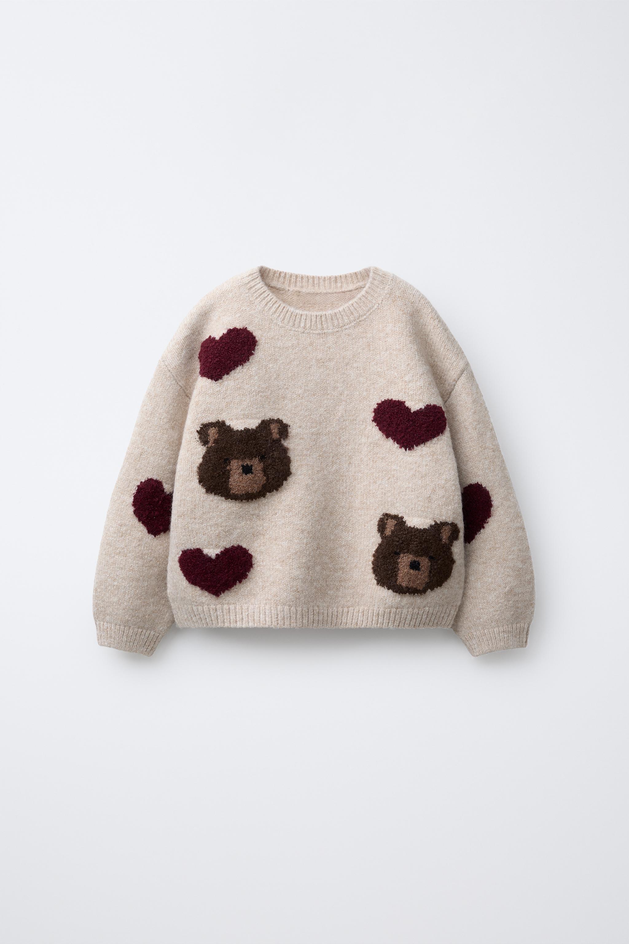 BEAR AND HEART KNIT SWEATER Light beige ZARA Canada