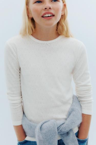 6-14 AÑOS/ PACK DOS CAMISETAS POINTELLE - Blanco roto de Zara