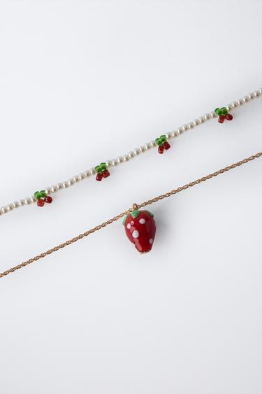 PACK OF TWO NECKLACES WITH FRUIT BEADS - Red by Zara - Image 2