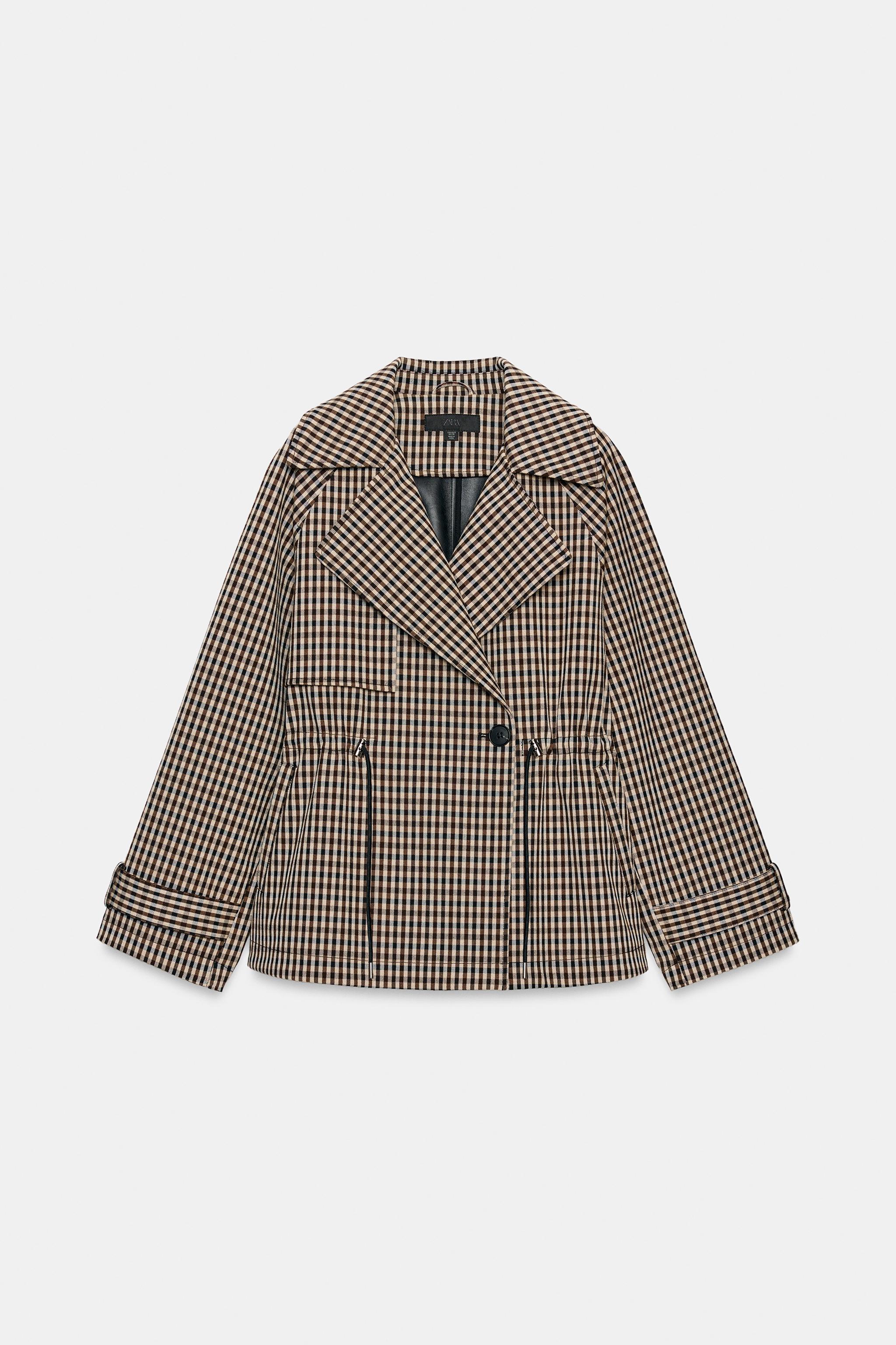 PLAID DOUBLE-BREASTED TRENCH COAT