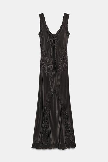 ZW COLLECTION EMBROIDERED LONG DRESS - Anthracite grey by Zara