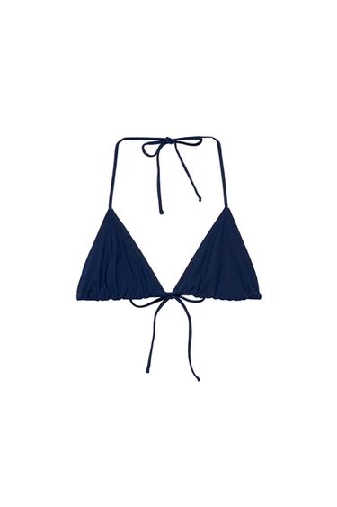 PLAIN TRIANGLE BIKINI TOP - Navy blue by Zara