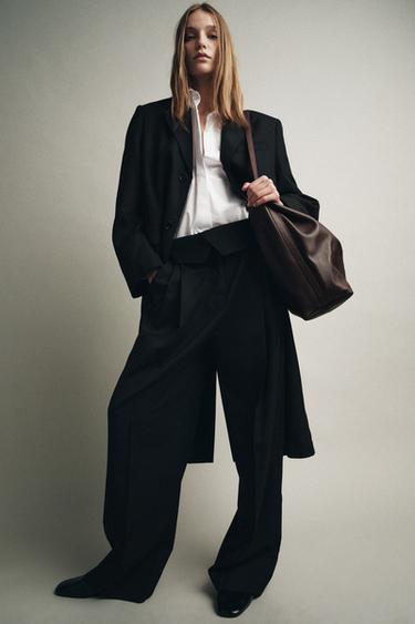 DOUBLE COMPARTMENT LEATHER BUCKET BAG - Burgundy Red by Zara - Image 2