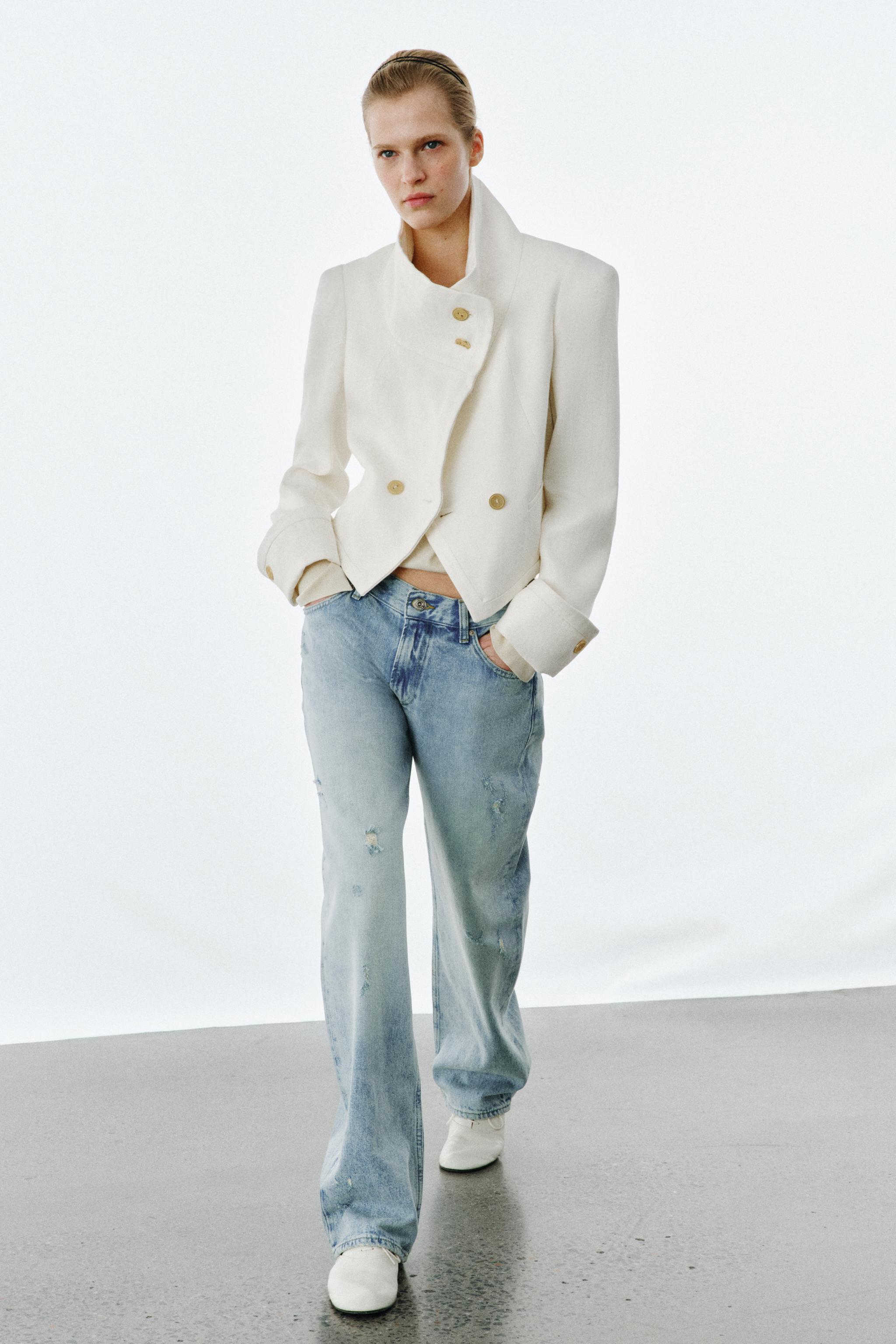 ZW COLLECTION リラックスストレートローライズデニムパンツ - ブルー