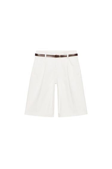 PLEATED BERMUDA SHORTS WITH BELT - Ecru by Zara