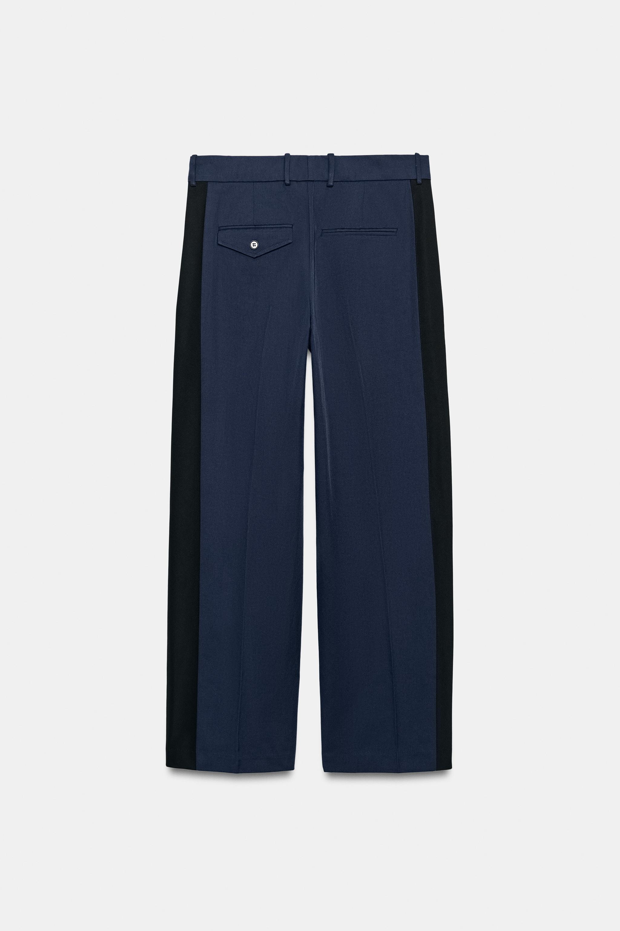 Zara ZW COLLECTION KONTRAST ŞERİTLİ CEPLİ PANTOLON görsel 7