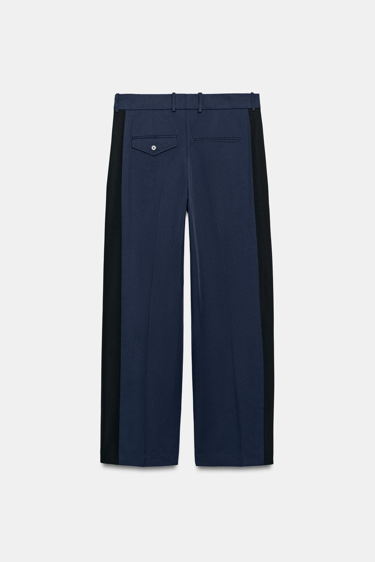 Женские брюки Zara ZW Collection Contrast Band, цвет: Тёмно-синий — фото 7
