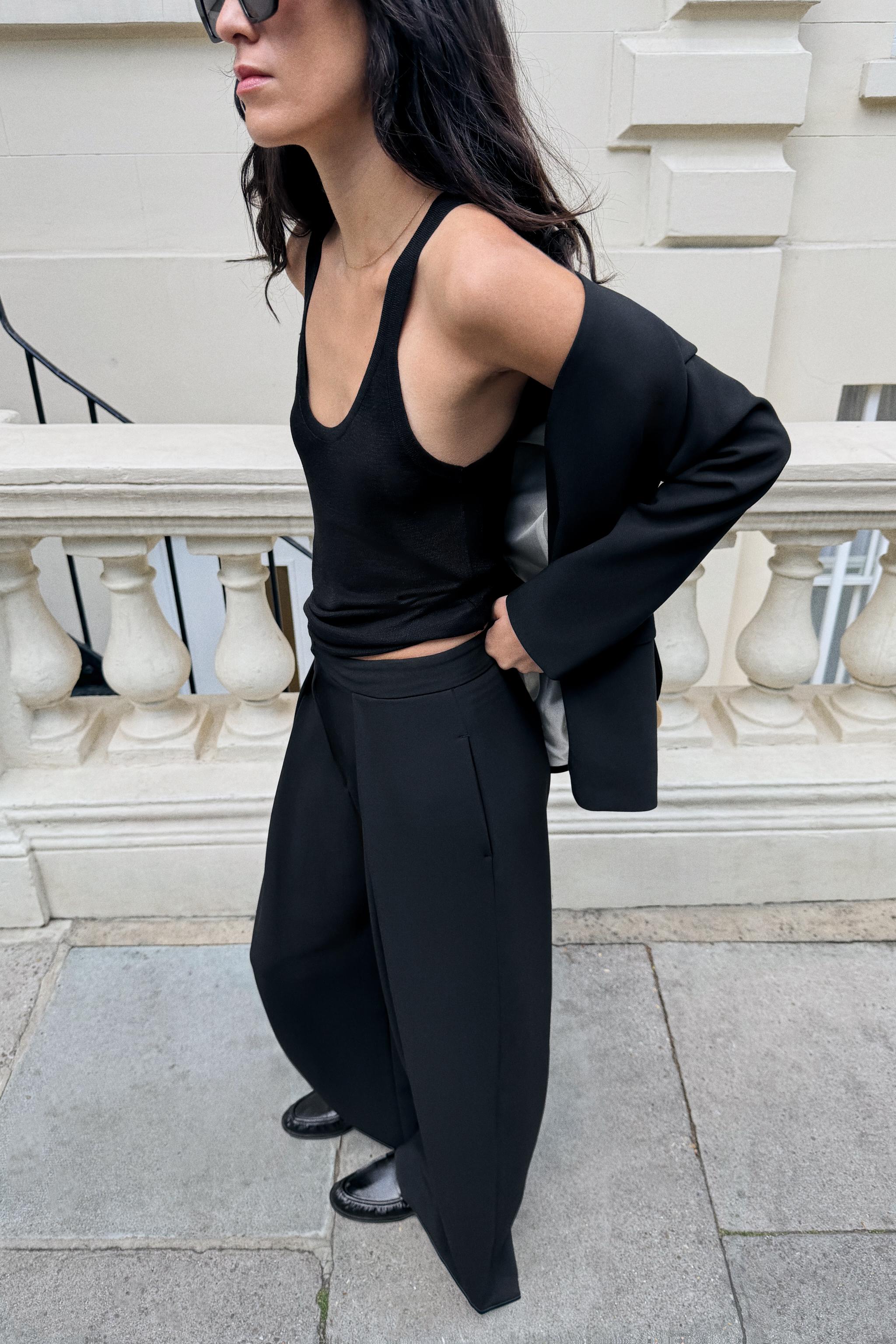 Zara Pilili Geniş Paça Pantolon görsel 4
