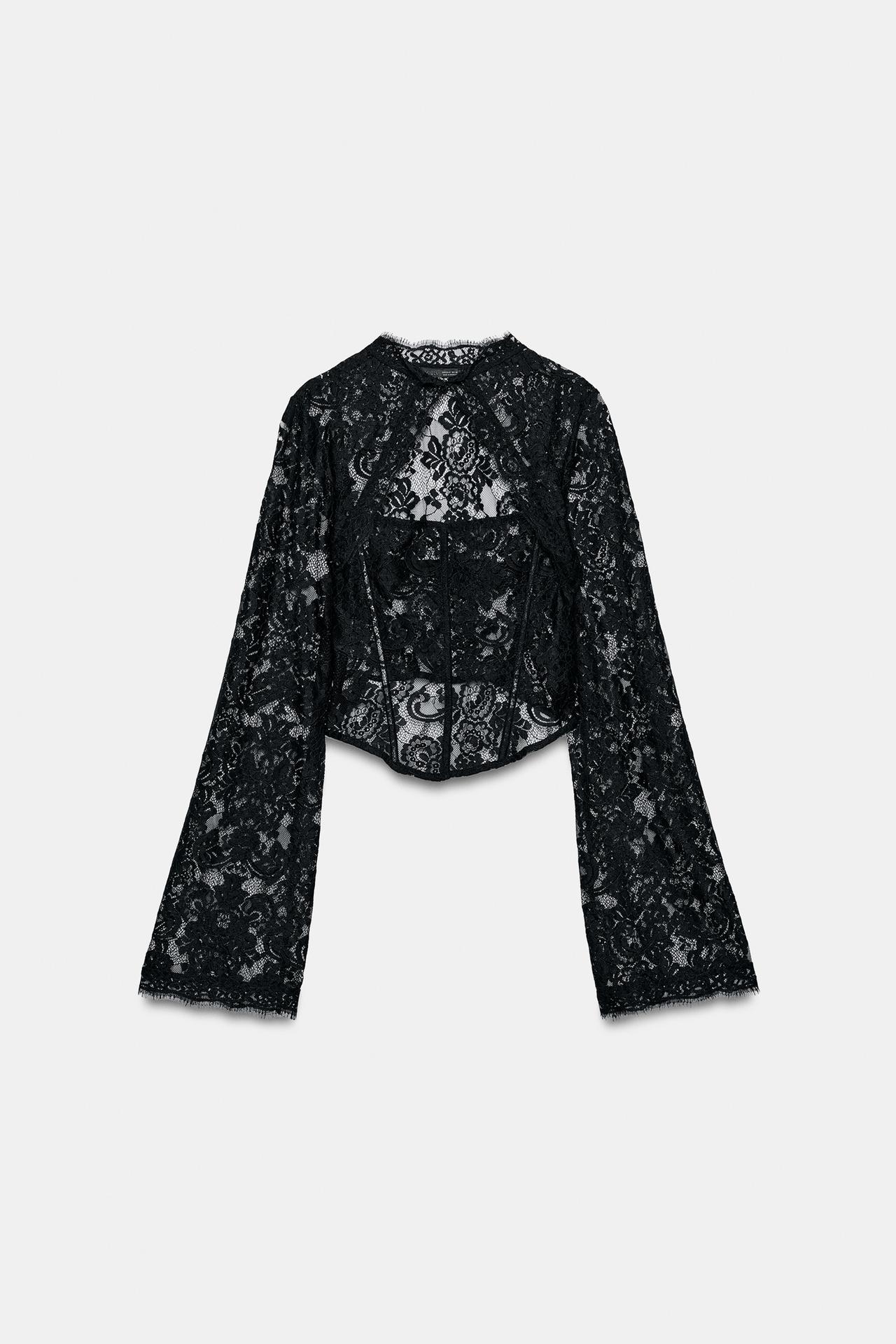 LACE CORSET TOP — Black