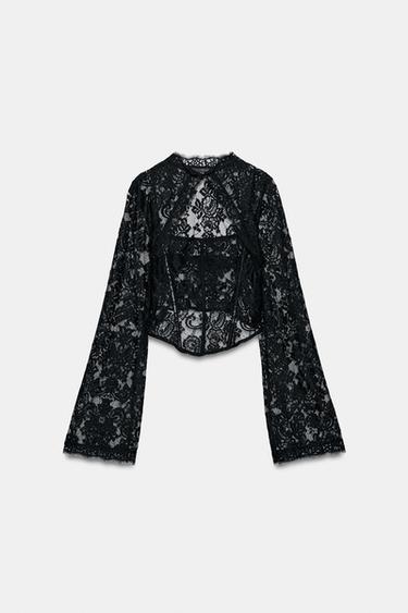 TOP CORSET DENTELLE - Noir de Zara - Image 7