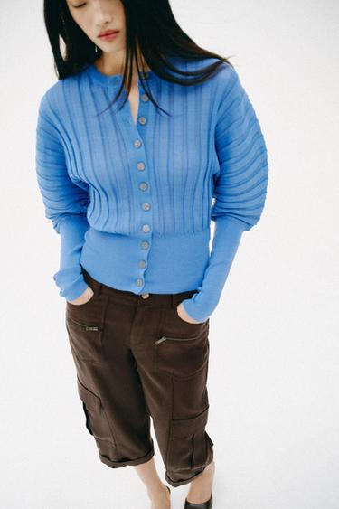 ACCORDION SLEEVE KNIT CARDIGAN - Light blue by Zara - Image 2