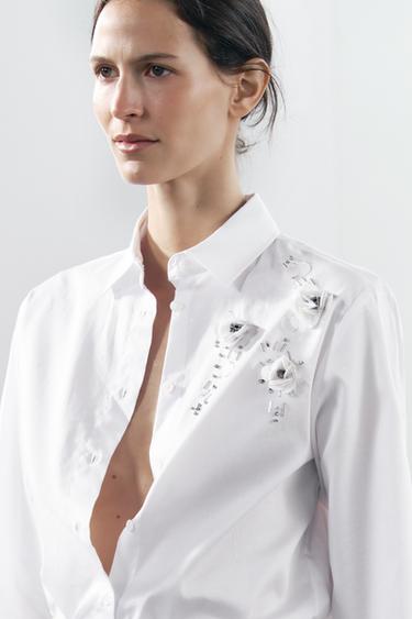 CHEMISE FLEURS BIJOUX ZW COLLECTION - Blanc cassé de Zara - Image 0