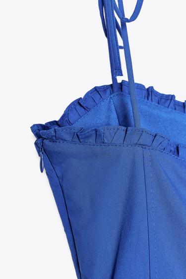 ROBE MIDI POPELINE NŒUDS - Bleu moyen de Zara - Image 7