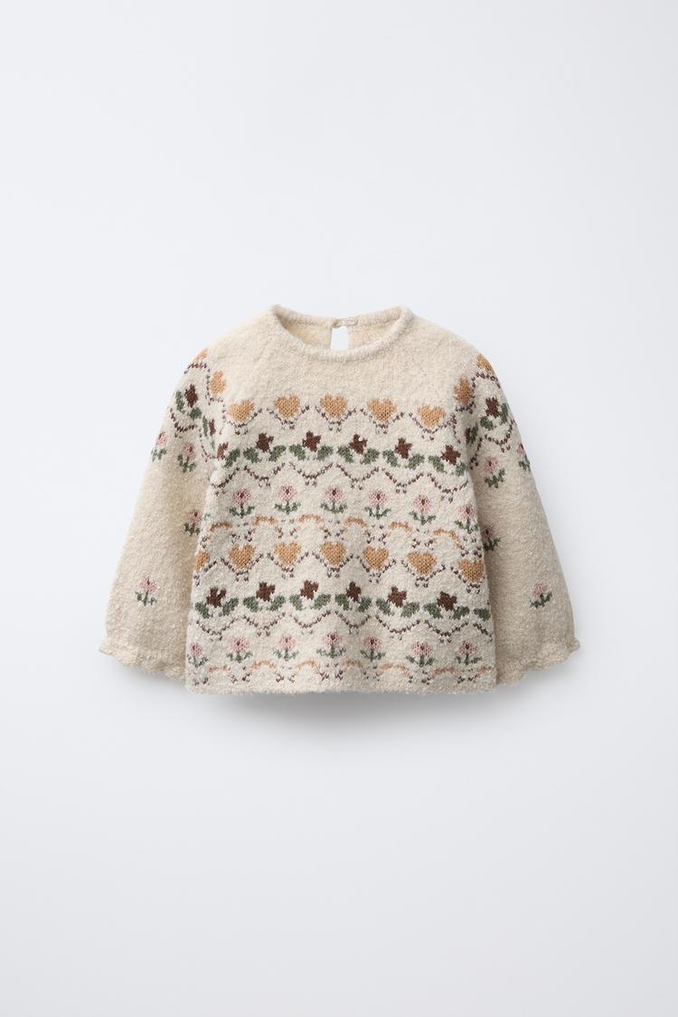 JACQUARD KNIT SWEATER Light beige ZARA United Kingdom