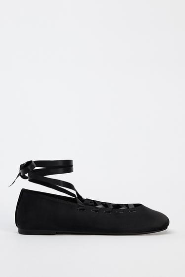Zara TIED FLATS - Black