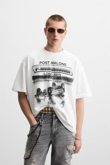 POST MALONE™ GRAPHIC T-SHIRT - Oyster-white by Zara