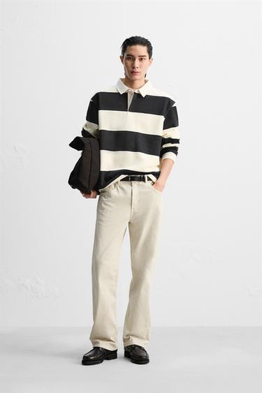 CONTRAST COLLAR POLO SWEATSHIRT - Ecru / Navy by Zara - Image 0