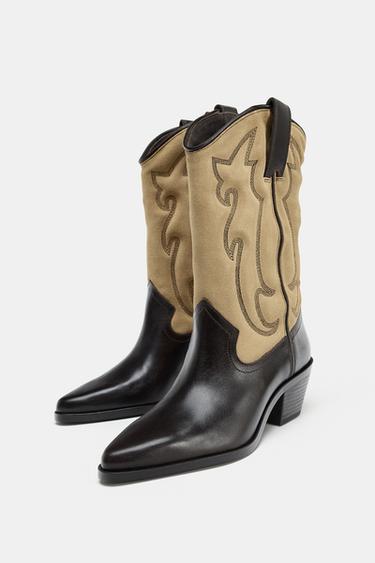 BOTTES COMBINÉES EN CUIR AVEC BRODERIES - Multicolore de Zara - Image 4