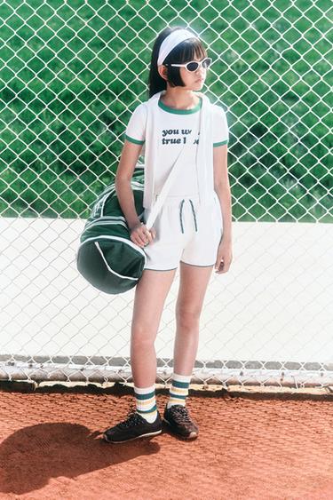 Zara 撞色飾邊羅紋短褲 - 嫩裸色