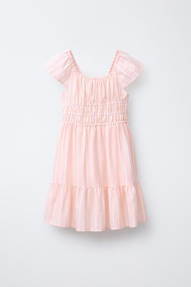 Zara STRIPED DRESS - Orange