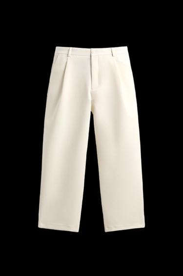 Zara RELAXED FIT PLEATED PANTS - Oyster-white - Image 0