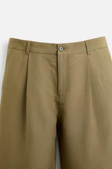 PANTALON DE COSTUME LYOCELL - LIN - Vert olive de Zara - Image 7