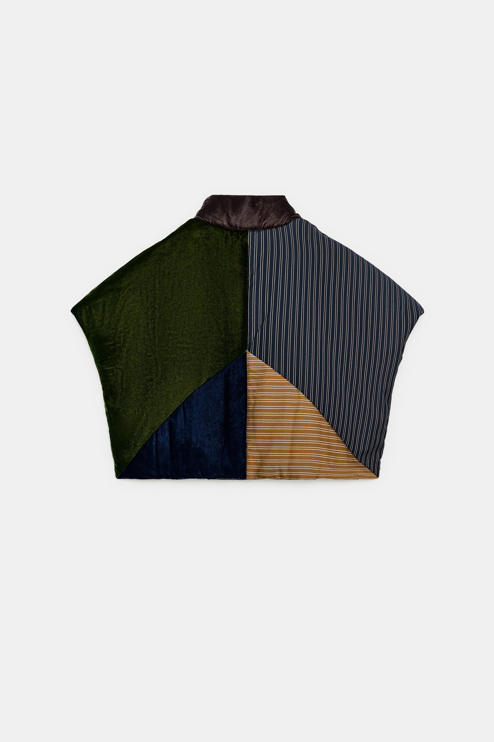 CONTRASTING VELVET PUFFER VEST