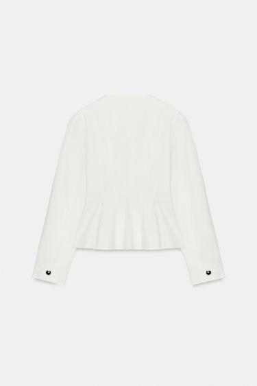 VESTE PEPLUM BOUTONS MÉTALLIQUES - Écru de Zara - Image 6