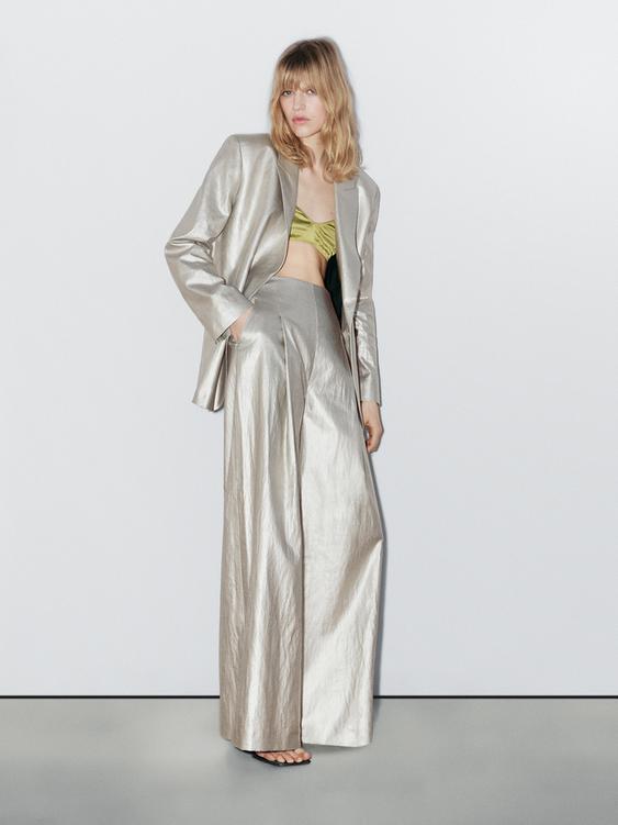 Metallic linen blend blazer - STUDIO