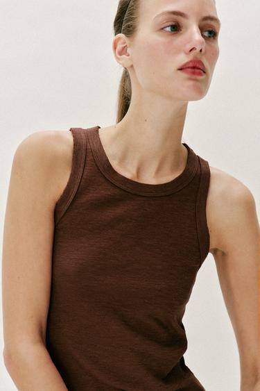 TOP CÔTELÉ SANS MANCHES - rouille-foncé de Zara - Image 4