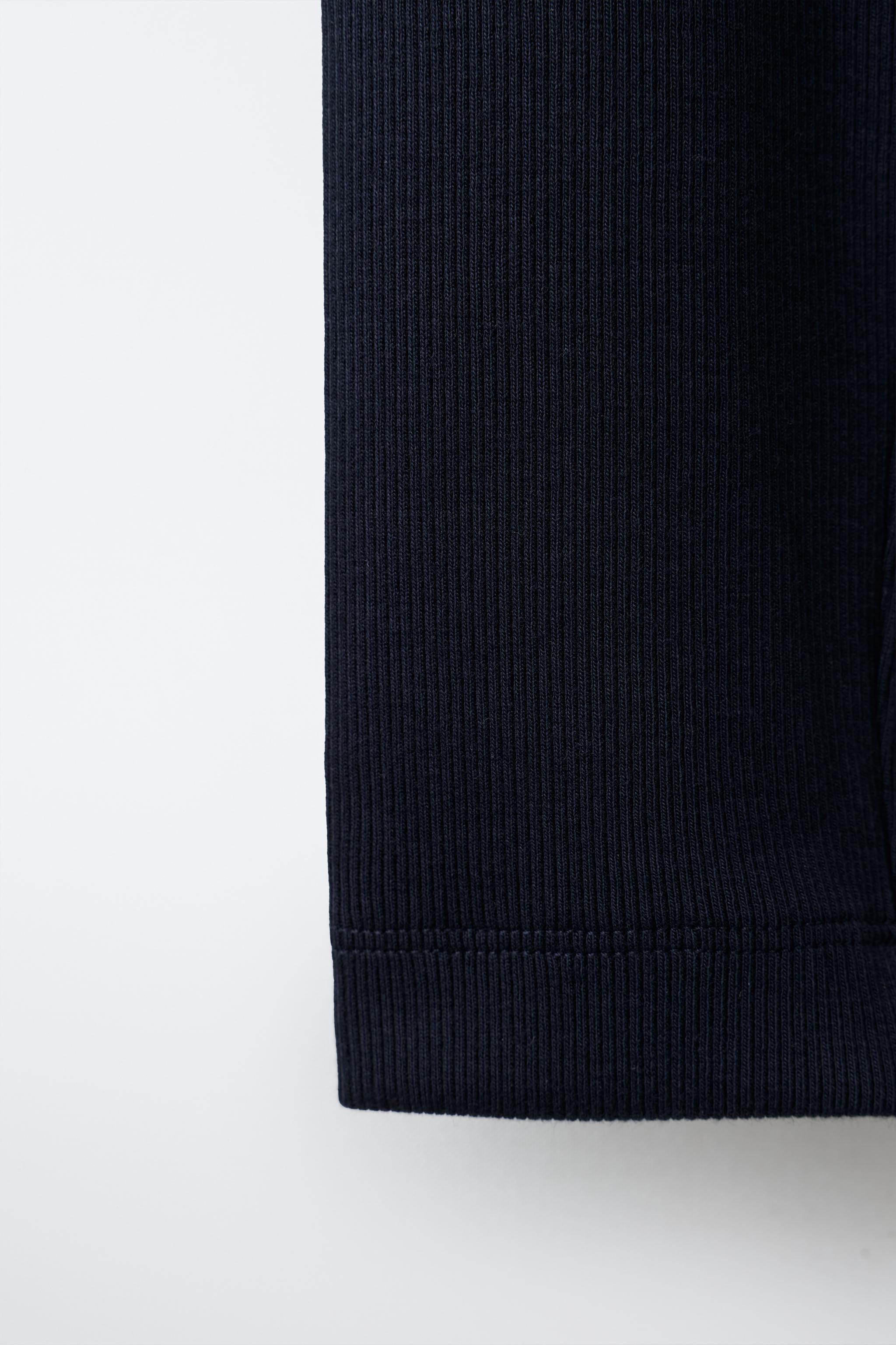 LABEL DETAIL RIBBED LEGGINGS