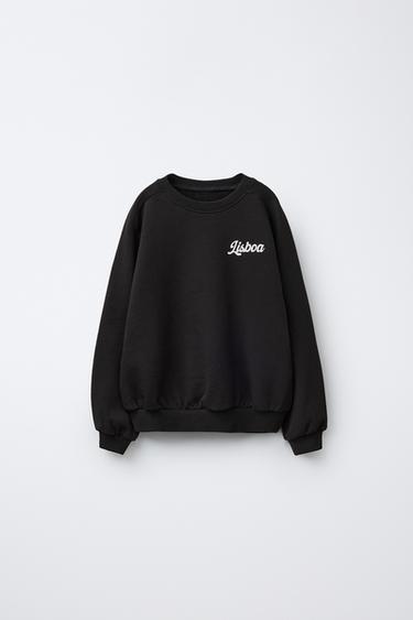 BLUZË HOODIE STAMPIM QYTETI LISBONË - E zezë nga Zara - Imazh 0