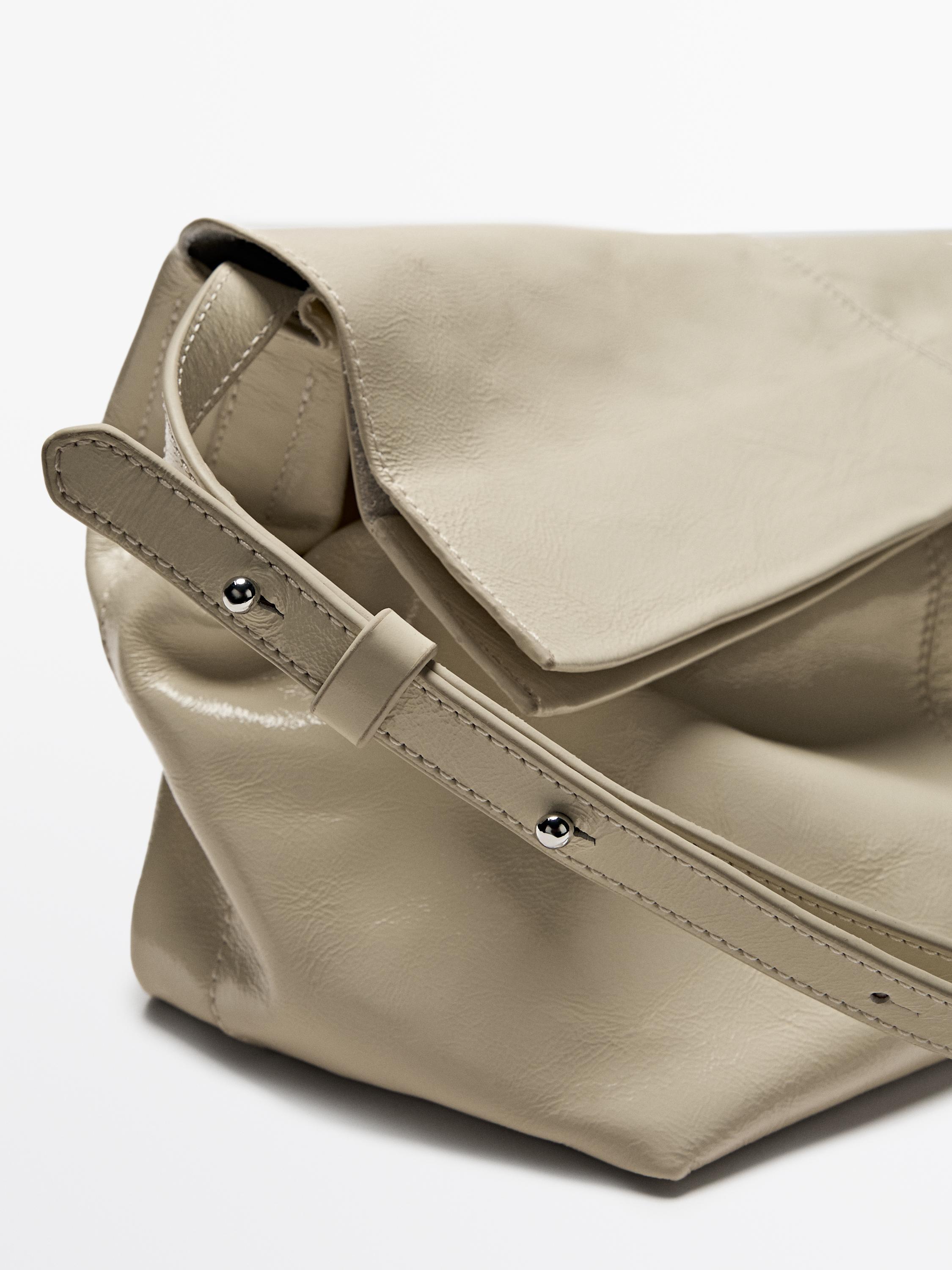 Sac flap craquelé en cuir nappa