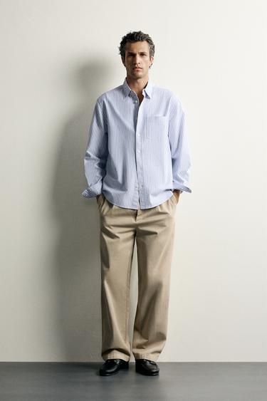 REGULAR FIT TEXTURED OXFORD SHIRT - Blue/White by Zara - Image 0