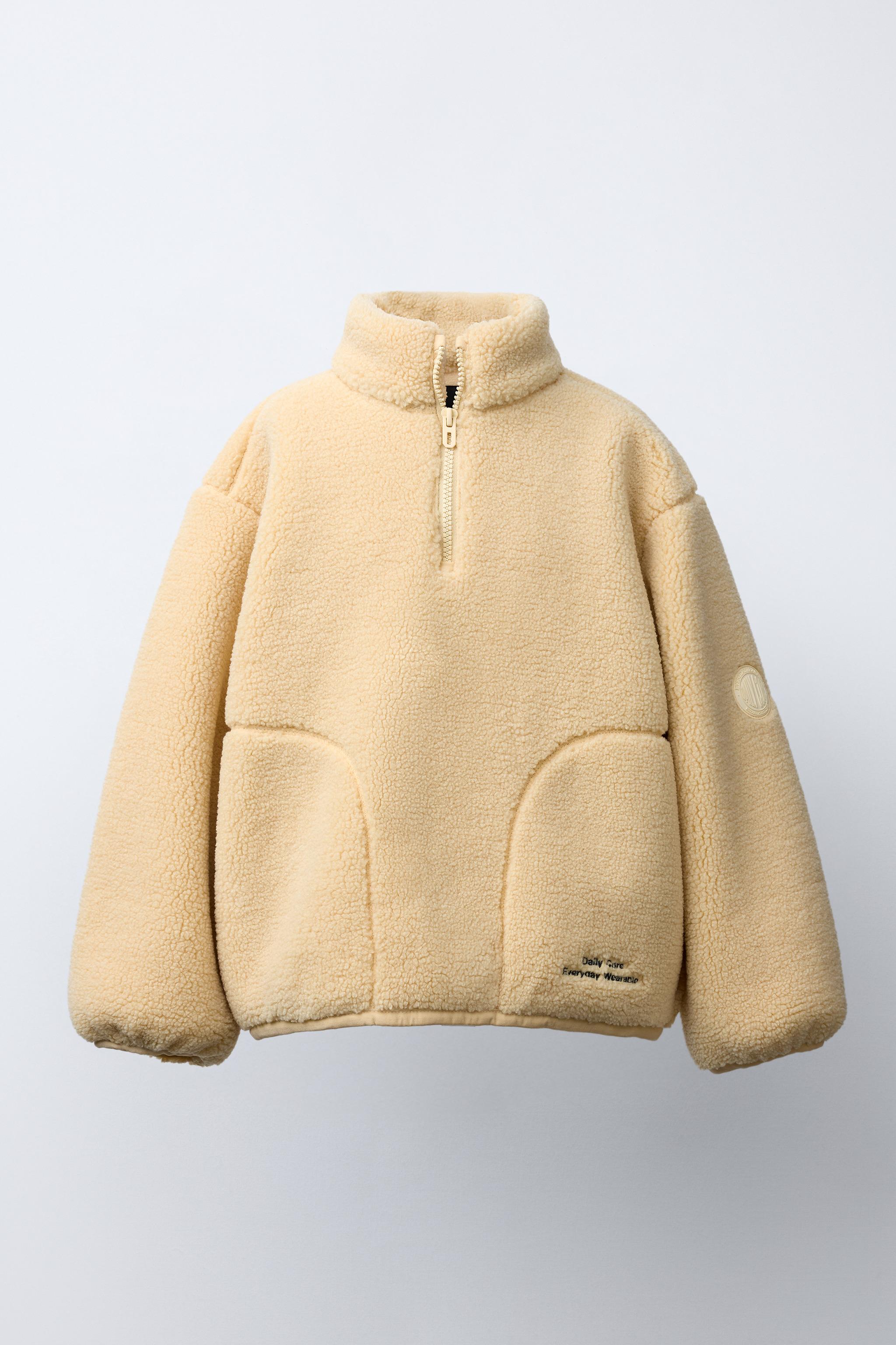 トップス SavoyClothingShop EmbloideryFreeceHoodie ZIP FAUX SHEARLING SWEATSHIRT - Yellow | ZARA Canada