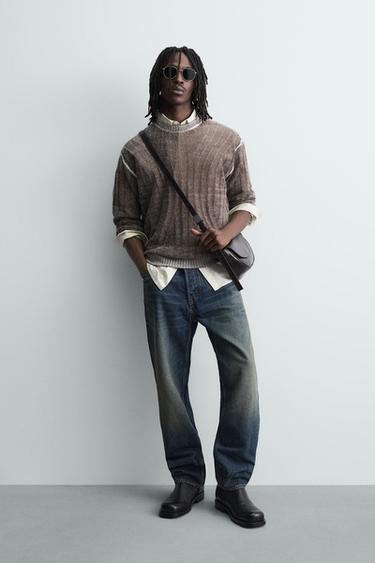 ABSTRACT JACQUARD JUMPER - Brown by Zara