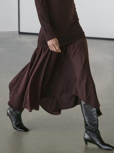 Zara Wool blend knit dress with contrast detail - Chocolate