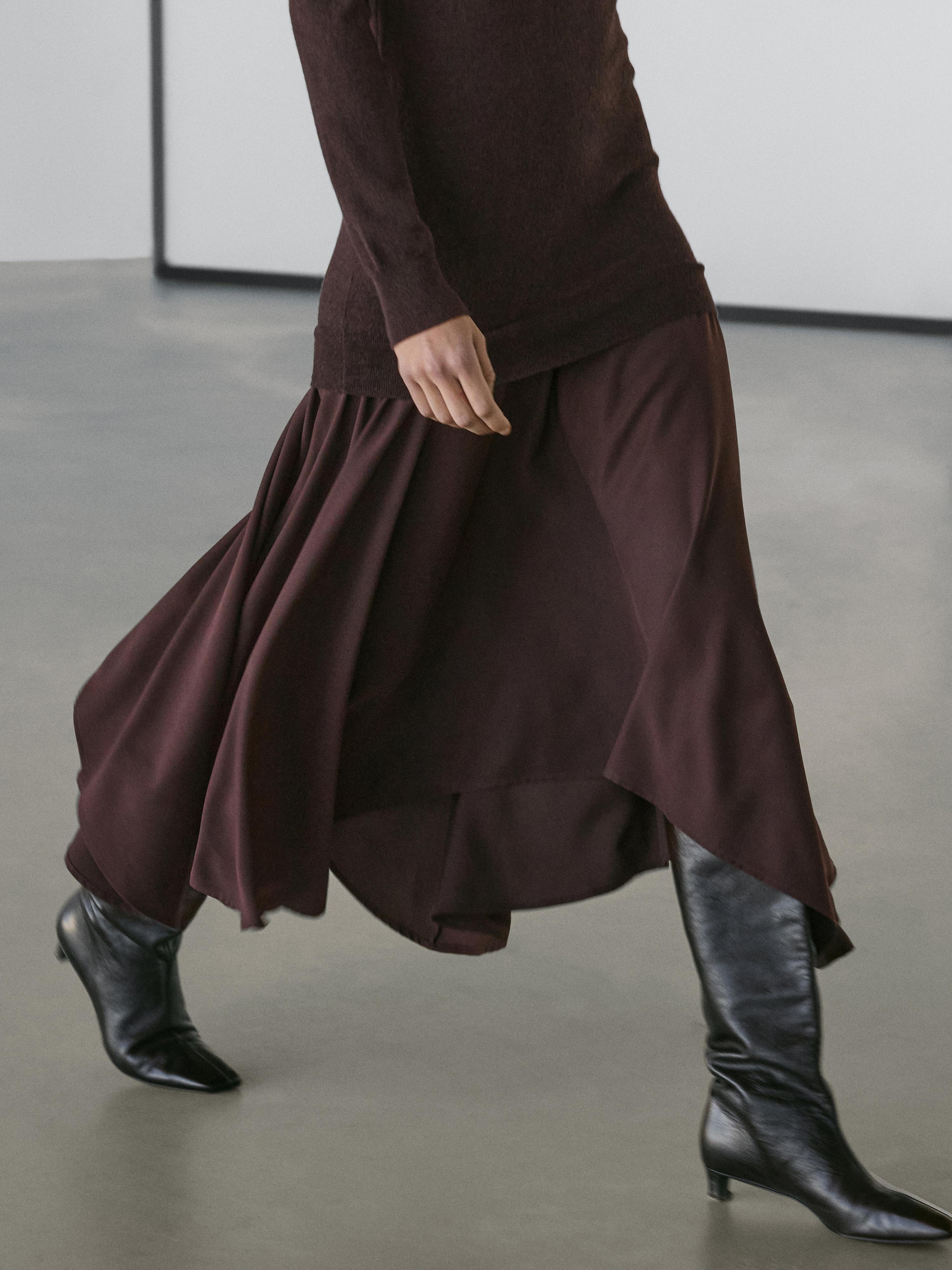 Wool blend knit dress with contrast detail