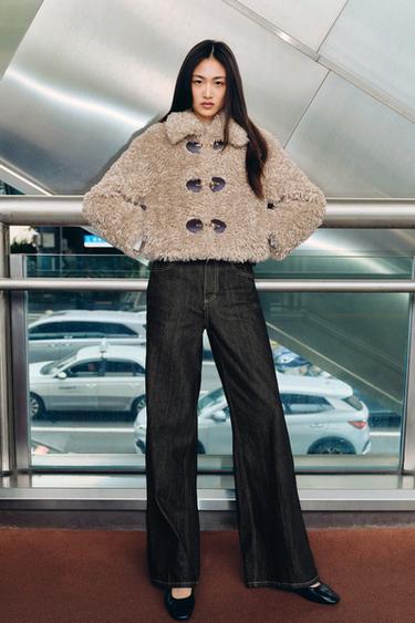 Zara Z1975 系列高腰寬管牛仔褲 - 黑色