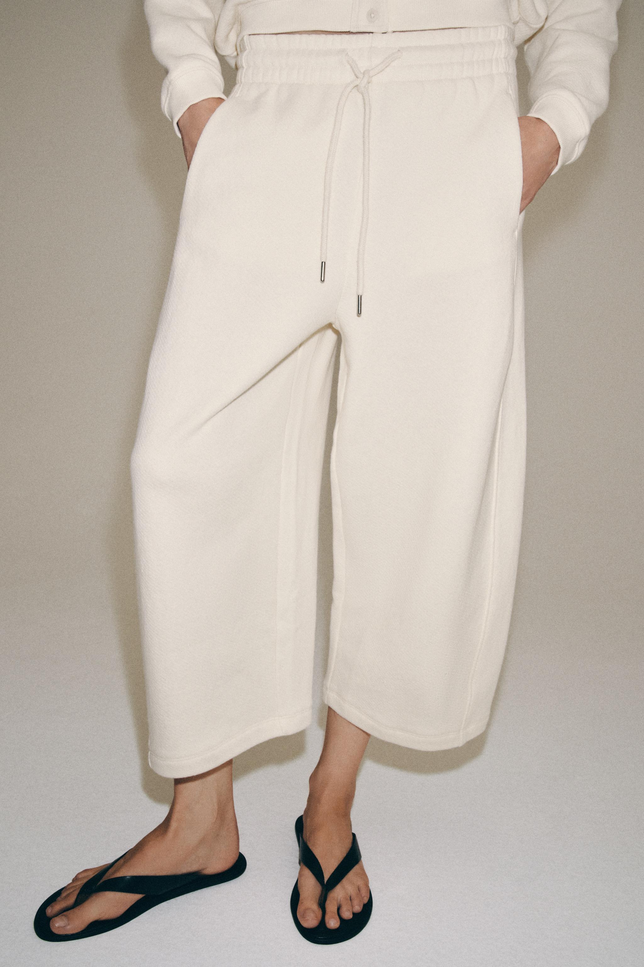 COTTON CULOTTE PANTS — Ecru
