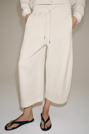 Zara COTTON CULOTTE PANTS - Ecru