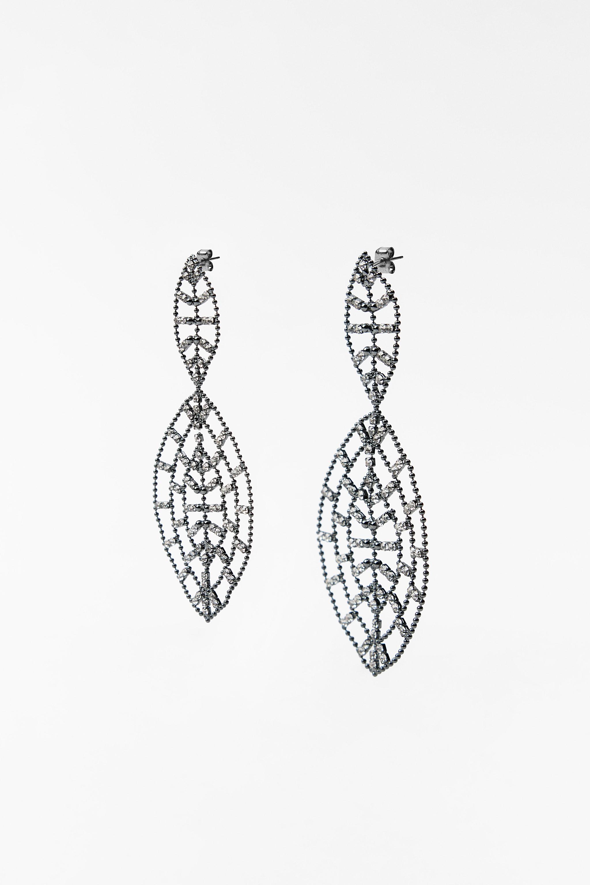 JEWEL LEAF EARRINGS - Anthracite grey | ZARA Canada