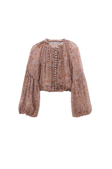 PRINTED CROPPED BLOUSE