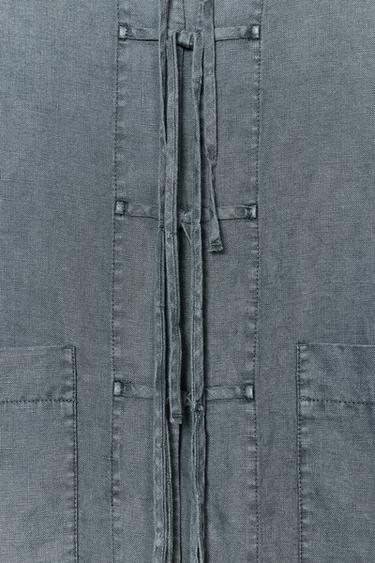 VESTE EN LIN À NŒUDS ZW COLLECTION - Gris moyen de Zara - Image 5