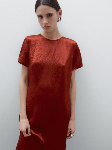 Zara Flowing satin midi dress - Orange