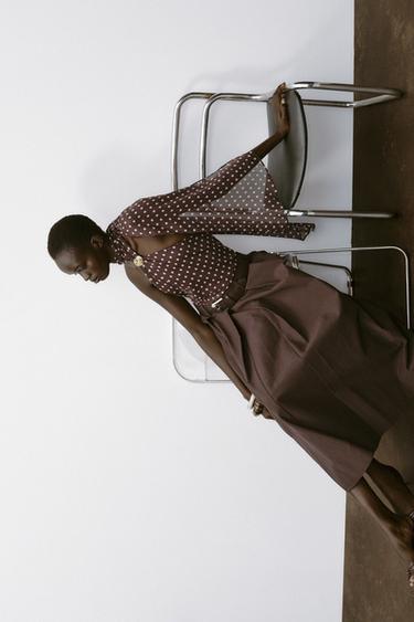 BELTED MIDI A-LINE SKIRT - Brown by Zara - Image 6