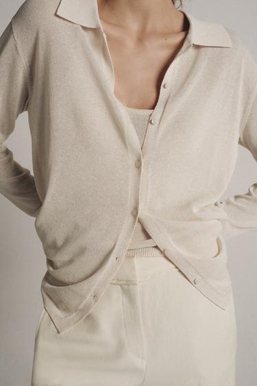 КАРДИГАН ПОЛО С ТОПОМ — БЕЖЕВЫЙ от Zara